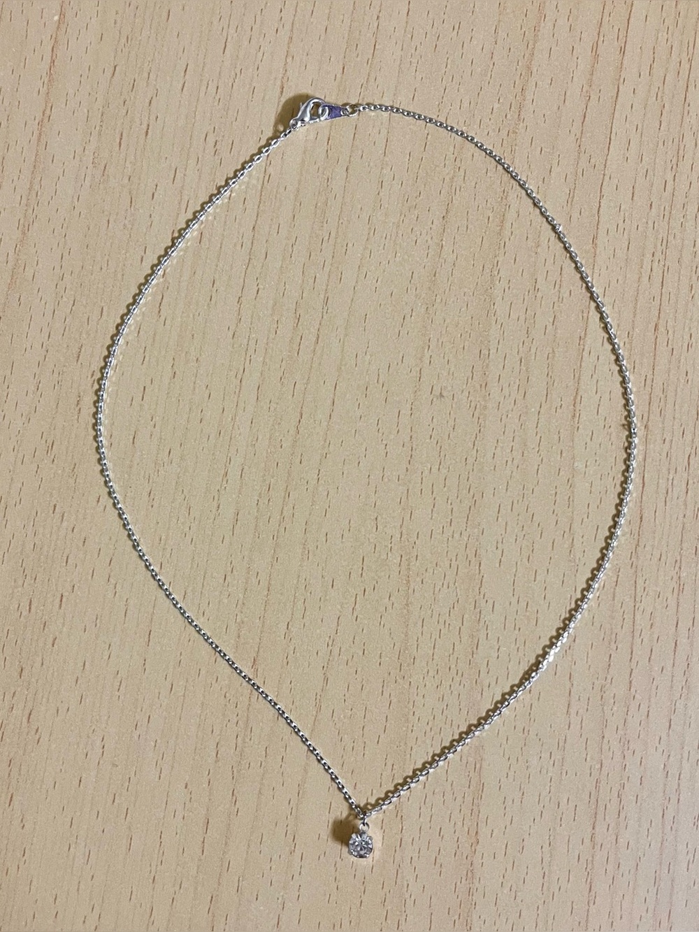 Cubic Zirconia Pendant Silver Plated Choker Length Chain Necklace
